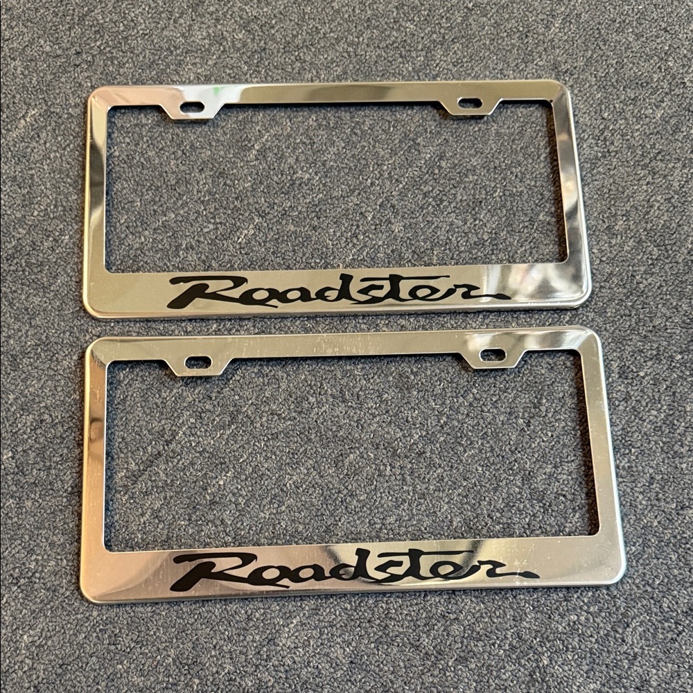 Mazda Roadster Chrome Silver Metal License Plate Frame Set